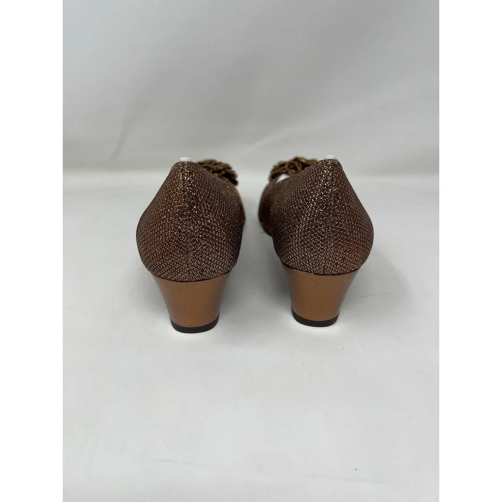 J. Renee Women's Size 8 Glam Copper Amber Beaded Low Heel Pumps Dressy (NWOT)